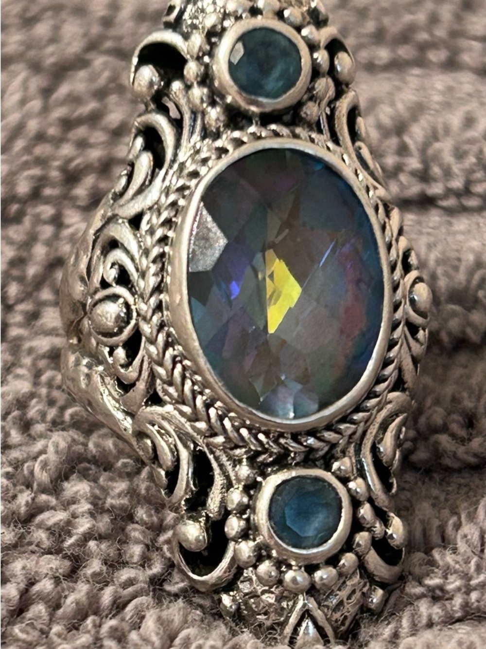 Afterthought quartz and topaz statement ring size 7